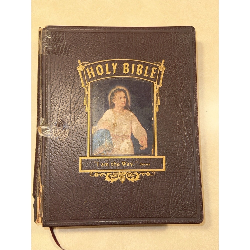 Vintage 1957 KJV New Standard Alphabetical Indexed Bible Hertel Co Illustrated